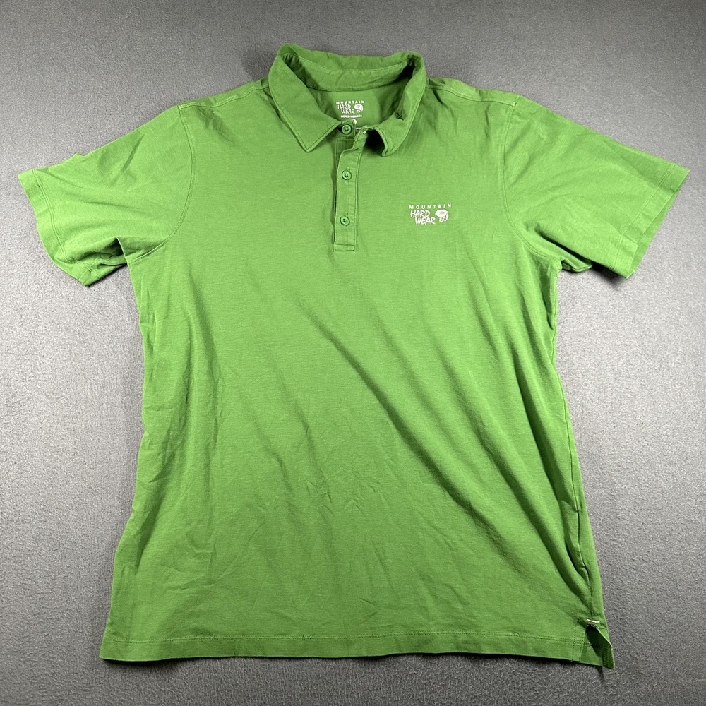 Mountain Hard Wear Polo Shirt Mens‎ Medium Green Stretch Logo Tagless Jersey